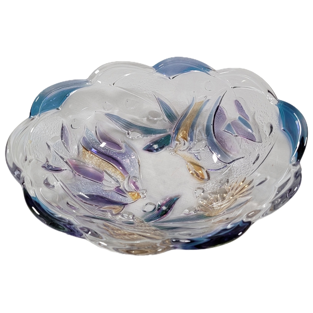 Mikasa Savoir Vivre Key Largo Tropical Fish Stained Glass Oval Bowl Dish trinket